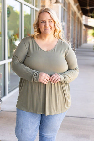 Long Sleeve Sarah Ruffle - Olive by Michelle Mae