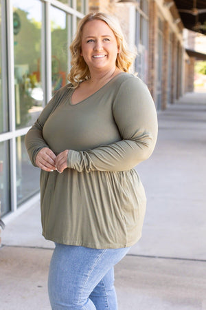 Long Sleeve Sarah Ruffle - Olive by Michelle Mae