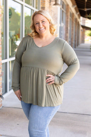 Long Sleeve Sarah Ruffle - Olive by Michelle Mae