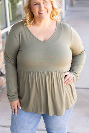 Long Sleeve Sarah Ruffle - Olive by Michelle Mae