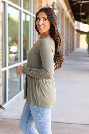 Long Sleeve Sarah Ruffle - Olive by Michelle Mae