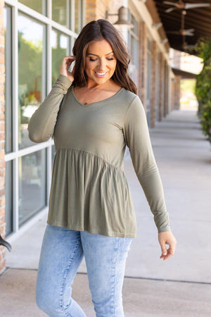 Long Sleeve Sarah Ruffle - Olive by Michelle Mae