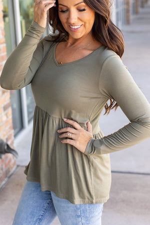 Long Sleeve Sarah Ruffle - Olive by Michelle Mae