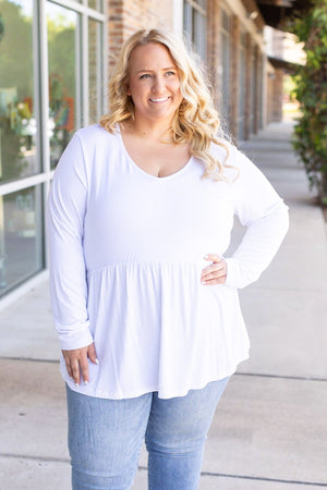 Long Sleeve Sarah Ruffle - White by Michelle Mae