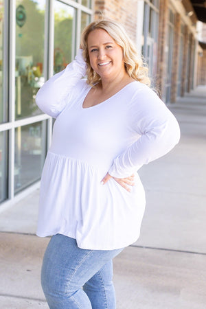 Long Sleeve Sarah Ruffle - White by Michelle Mae