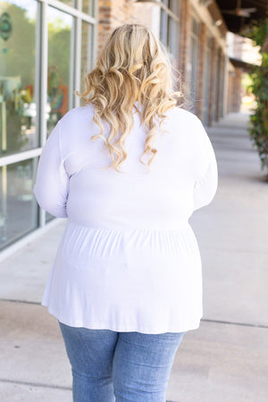 Long Sleeve Sarah Ruffle - White by Michelle Mae