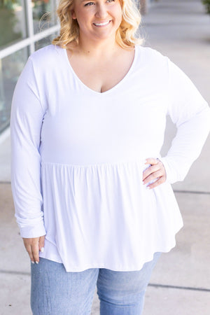 Long Sleeve Sarah Ruffle - White by Michelle Mae