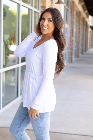 Long Sleeve Sarah Ruffle - White by Michelle Mae