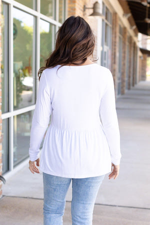 Long Sleeve Sarah Ruffle - White by Michelle Mae