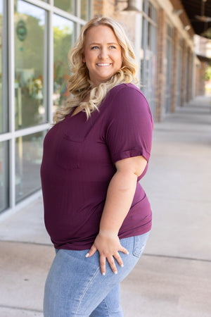 Sophie Pocket Tee - Burgundy by Michelle Mae