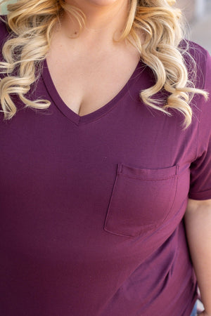 Sophie Pocket Tee - Burgundy by Michelle Mae