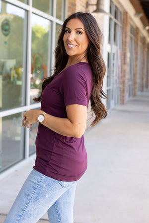 Sophie Pocket Tee - Burgundy by Michelle Mae