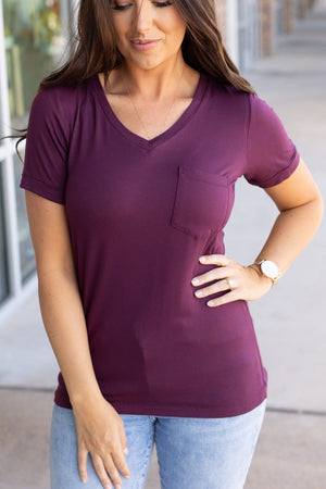 Sophie Pocket Tee - Burgundy by Michelle Mae