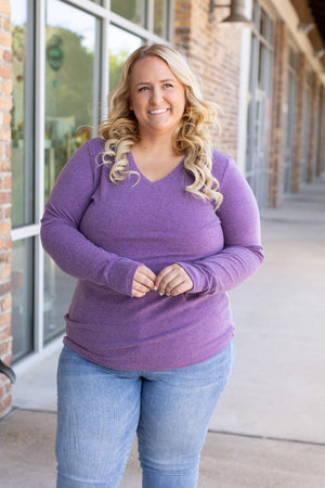 Leah Long Sleeve Top - Heathered Purple by Michelle Mae