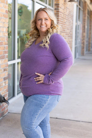 Leah Long Sleeve Top - Heathered Purple by Michelle Mae