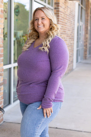 Leah Long Sleeve Top - Heathered Purple by Michelle Mae