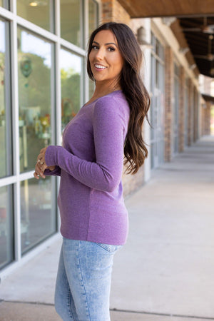 Leah Long Sleeve Top - Heathered Purple by Michelle Mae