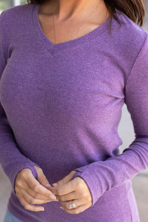 Leah Long Sleeve Top - Heathered Purple by Michelle Mae