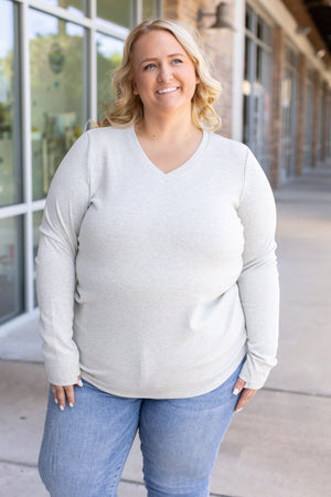 Leah Long Sleeve Top - Light Grey by Michelle Mae