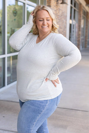 Leah Long Sleeve Top - Light Grey by Michelle Mae