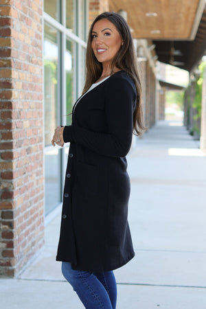 Knit Colbie Ribbed Cardigan - Black by Michelle Mae