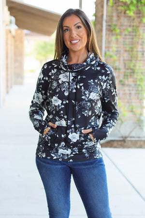 Soft Funnel Neck - Black Floral by Michelle Mae