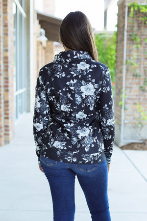 Soft Funnel Neck - Black Floral by Michelle Mae