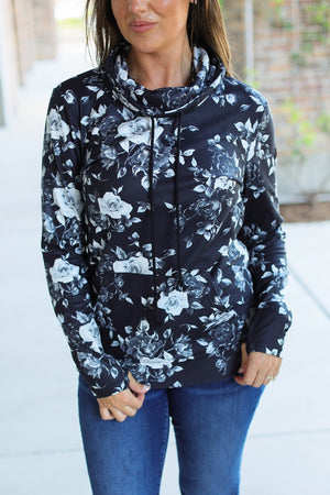 Soft Funnel Neck - Black Floral by Michelle Mae