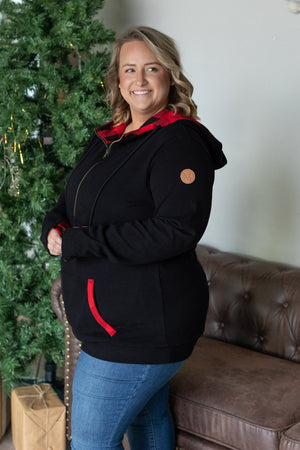 Avery Accent HalfZip Hoodie - Buffalo Plaid by Michelle Mae