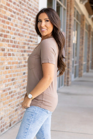 Sophie Pocket Tee - Mocha by Michelle Mae