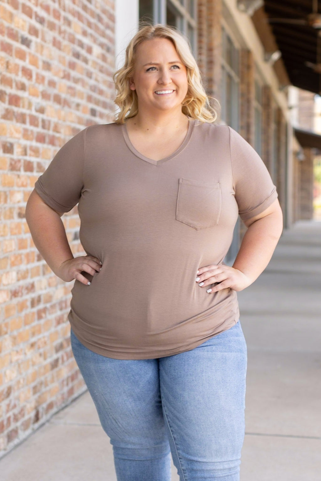 Sophie Pocket Tee - Mocha by Michelle Mae