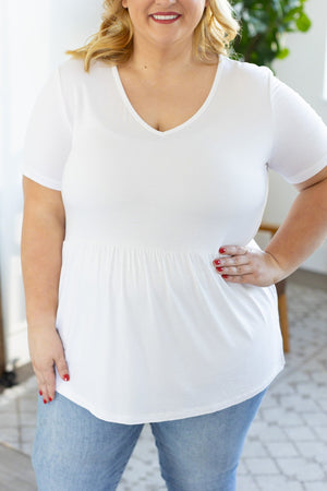 Sarah Babydoll V Neck Ruffle Top - White by Michelle Mae