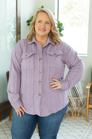 Cable Knit Shacket - Lavender by Michelle Mae