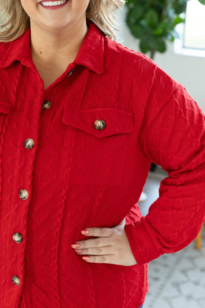 Cable Knit Shacket - Red by Michelle Mae