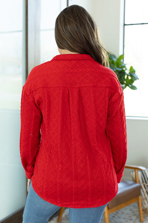 Cable Knit Shacket - Red by Michelle Mae
