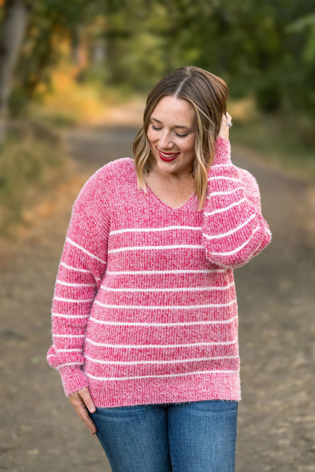 Cozy Striped Sweater - Red by Michelle Mae