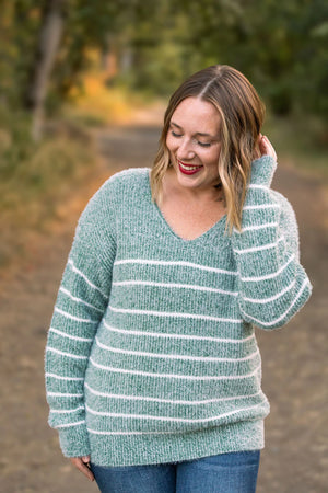 Cozy Striped Sweater - Green by Michelle Mae