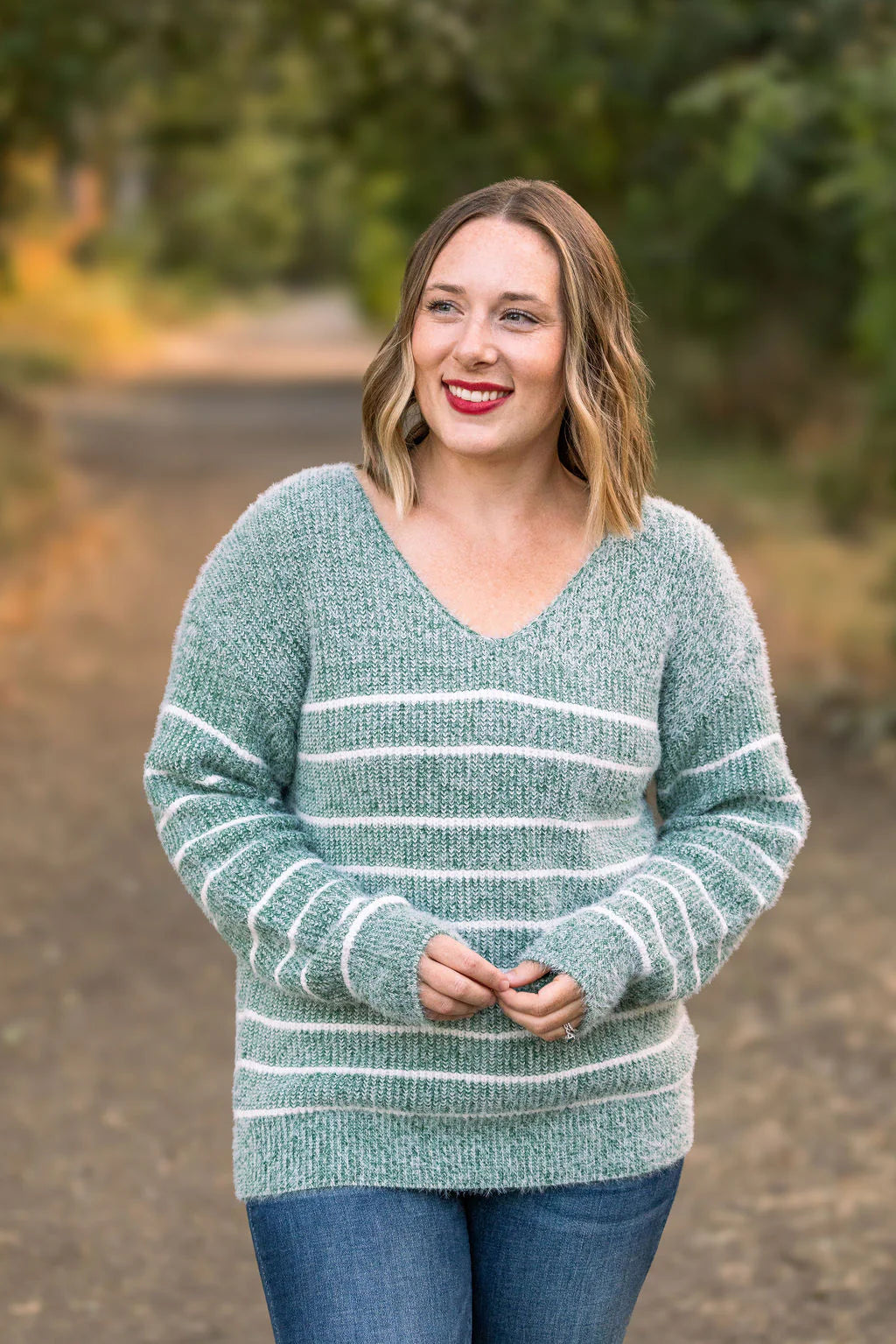 Cozy Striped Sweater - Green by Michelle Mae