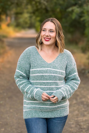 Cozy Striped Sweater - Green by Michelle Mae