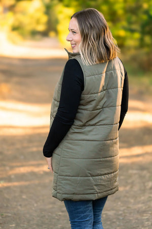 Harlow Long Vest - Olive by Michelle Mae