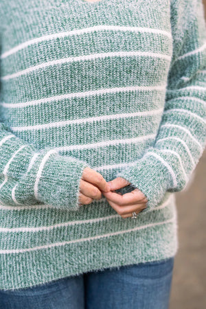 Cozy Striped Sweater - Green by Michelle Mae