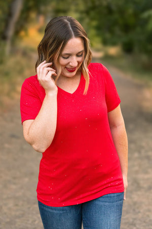 Olivia Tee - Red Sparkle by Michelle Mae