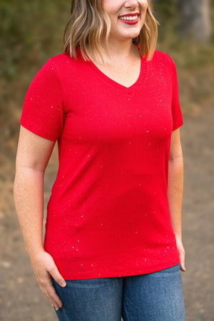 Olivia Tee - Red Sparkle by Michelle Mae