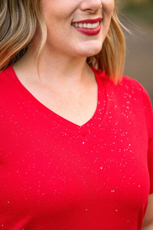 Olivia Tee - Red Sparkle by Michelle Mae