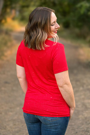 Olivia Tee - Red Sparkle by Michelle Mae