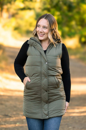 Harlow Long Vest - Olive by Michelle Mae