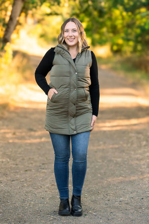 Harlow Long Vest - Olive by Michelle Mae