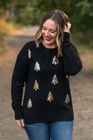 Holly Jolly Sweater - Gold + Silver Trees by Michelle Mae