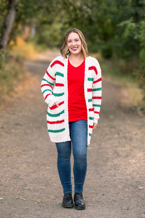 Christmas Stripe Cardigan by Michelle Mae