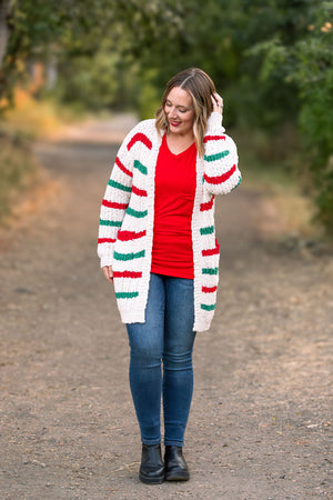 Christmas Stripe Cardigan by Michelle Mae